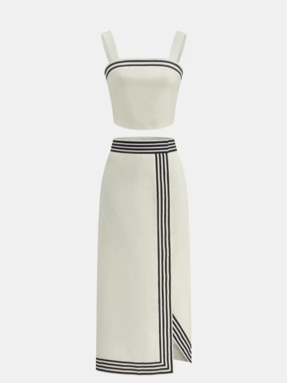 Commense Striped Strappy Top & Midi Skirt Set - Small